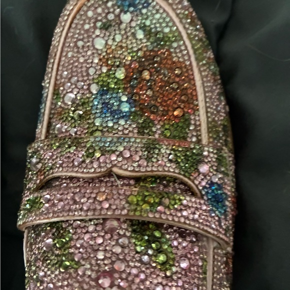 Betsey Johnson Pink Crystal Floral Loafers - Picture 2 of 5
